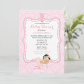 Baby Girl Mermaid Princess Crown Damask Kaart (Staand voorkant)