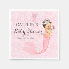 Baby Girl Mermaid Princess Crown Damask Servetten