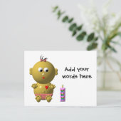 BABY GIRL MET 1 FLES BRIEFKAART (Staand voorkant)