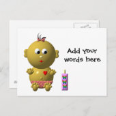 BABY GIRL MET 1 FLES BRIEFKAART (Voorkant / Achterkant)