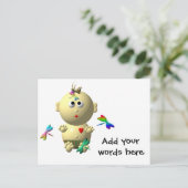BABY GIRL MET 4 DRAGONFLIES OPSTARTEN BRIEFKAART (Staand voorkant)