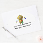 BABY GIRL MET 4 DRAGONFLIES OPSTARTEN OVALE STICKER (Envelop)