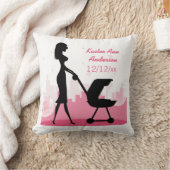 Baby Girl Metro Geboortedatum Aankondiging Roze St Kussen (Deken)