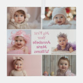 Baby Girl Mijn eerste jaar Fotocollage Kerstmis Glas Ornament (Achterkant)