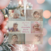 Baby Girl Mijn eerste jaar Fotocollage Kerstmis Glas Ornament