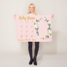 Baby Girl Milestone Blanket Custom Shower Cadeau Fleece Deken
