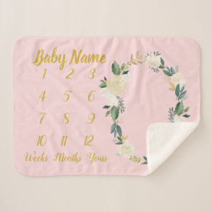 Baby Girl Milestone Blanket Speciaal roze goud Sherpa Deken