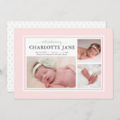 Baby Girl minimalist 3 Aankondiging van geboorte f (Voorkant / Achterkant)