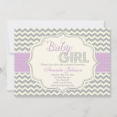 Baby Girl Mod Chic Chevron Baby shower Invite Kaart (Voorkant)
