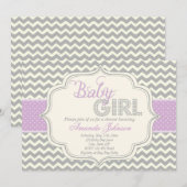 Baby Girl Mod Chic Chevron Baby shower Invite Kaart (Voorkant / Achterkant)