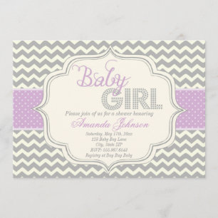 Baby Girl Mod Chic Chevron Baby shower Invite Kaart