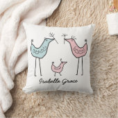 Baby Girl Modern Bird Personalized Nursery Pillow Kussen (Deken)