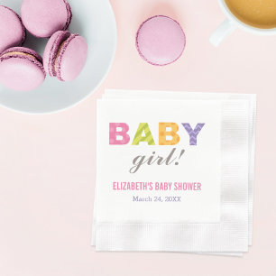 Baby Girl Modern Colorful Letters Baby shower Servetten