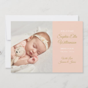 Baby Girl Modern Gold Script Photo Birth Aankondiging