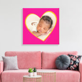 BABY GIRL moderne foto gelaagd hart roze geel Canvas Afdruk (Insitu (Woonkamer))