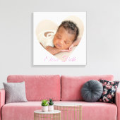 BABY GIRL moderne foto schattig hart lijst roze Canvas Afdruk (Insitu (Woonkamer))