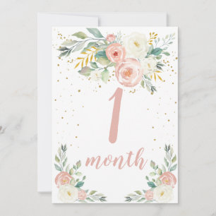 Baby Girl Monthly Milestone Card Bedankkaart