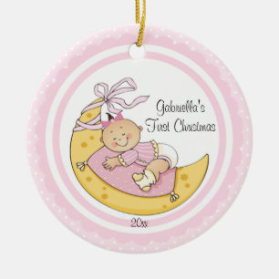 Baby Girl Moon Baby's Eerste Kerst Ornament