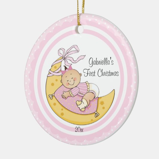 Baby Girl Moon Baby's Eerste kerstversiering Keramisch Ornament (Links)