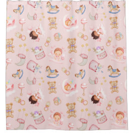 Baby Girl Moon Star Beer Speys Roze Achtergrond Douchegordijn