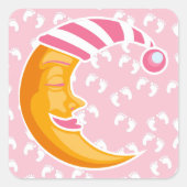 Baby Girl Moon Vierkante Sticker (Voorkant)