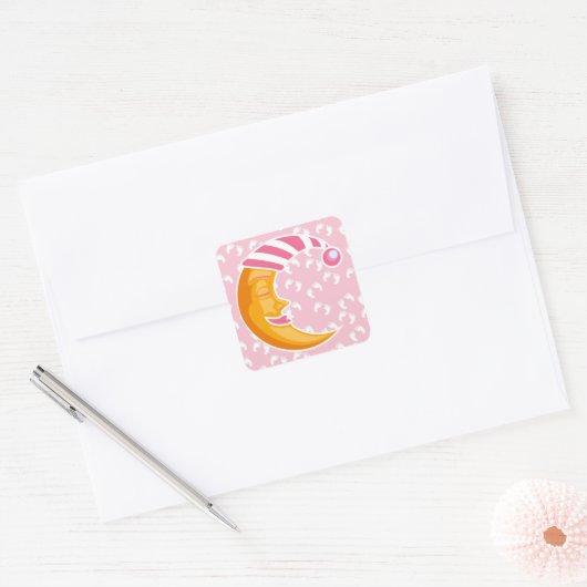 Baby Girl Moon Vierkante Sticker (Envelop)