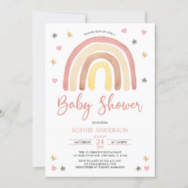 Baby Girl Muted Tones Boho Rainbow Baby shower Kaart
