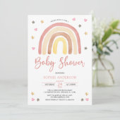 Baby Girl Muted Tones Boho Rainbow Baby shower Kaart (Staand voorkant)