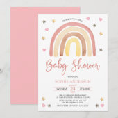 Baby Girl Muted Tones Boho Rainbow Baby shower Kaart (Voorkant / Achterkant)