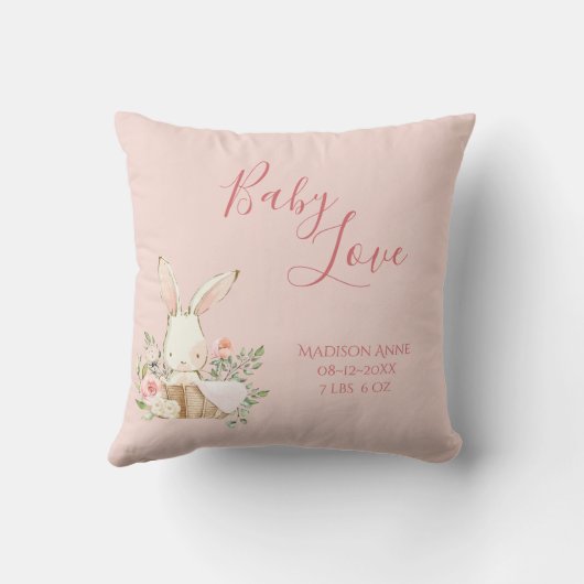 Baby Girl Name Script Baby Love Keepslag Kussen (Achterkant)