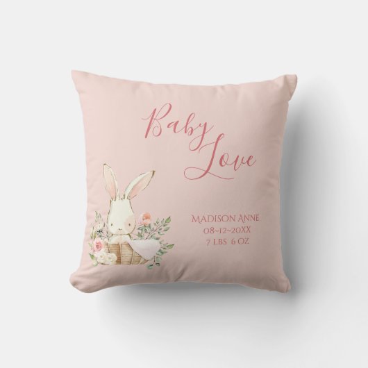 Baby Girl Name Script Baby Love Keepslag Kussen (Voorkant)