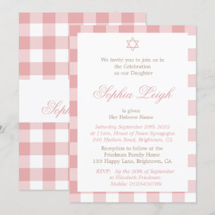 Baby Girl Naming-ceremonie Hebreeuwse joodse roze Kaart