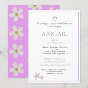Baby Girl Naming Ceremony Floral Hebrew Joods Kaart