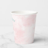 Baby Girl Native Boho Feathers Blush Pink Aqua Papieren Bekers (Achterkant)