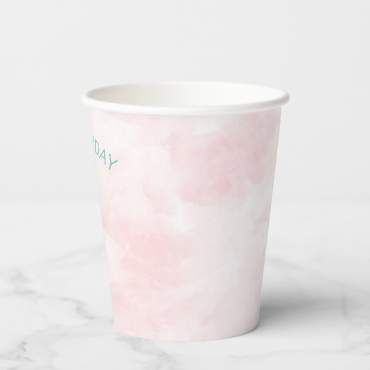 Baby Girl Native Boho Feathers Blush Pink Aqua Papieren Bekers (Achterkant)