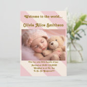 Baby Girl Nieuwe Aankomst Aankondiging (Staand voorkant)