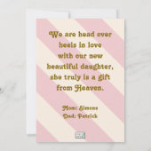 Baby Girl Nieuwe Aankomst Aankondiging (Achterkant)