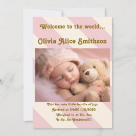 Baby Girl Nieuwe Aankomst Aankondiging