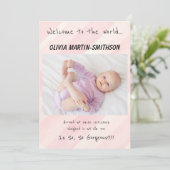 Baby Girl Nieuwe Aankomst Aankondiging (Staand voorkant)