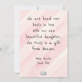 Baby Girl Nieuwe Aankomst Aankondiging (Achterkant)