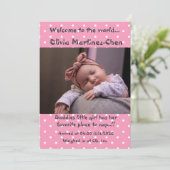 Baby Girl Nieuwe Aankomst Aankondiging (Staand voorkant)