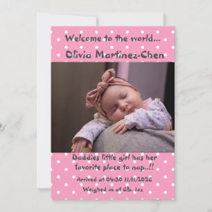 Baby Girl Nieuwe Aankomst Aankondiging