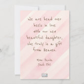 Baby Girl Nieuwe Aankomst Aankondiging (Achterkant)