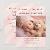 Baby Girl Nieuwe Aankomst Aankondiging (Voorkant / Achterkant)