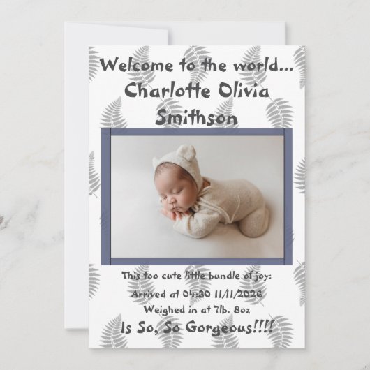 Baby Girl Nieuwe Aankomst Aankondiging (Voorkant)