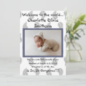 Baby Girl Nieuwe Aankomst Aankondiging (Staand voorkant)