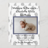 Baby Girl Nieuwe Aankomst Aankondiging (Voorkant / Achterkant)