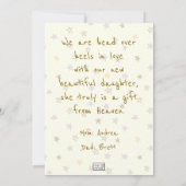 Baby Girl Nieuwe Aankomst Aankondiging (Achterkant)