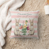 Baby Girl Nursery Floral Rabbits Birth Stats Name Kussen (Deken)