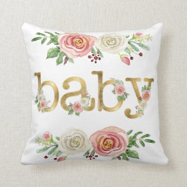 Baby Girl Nursery Love in Roos Floral Foliage Kussen